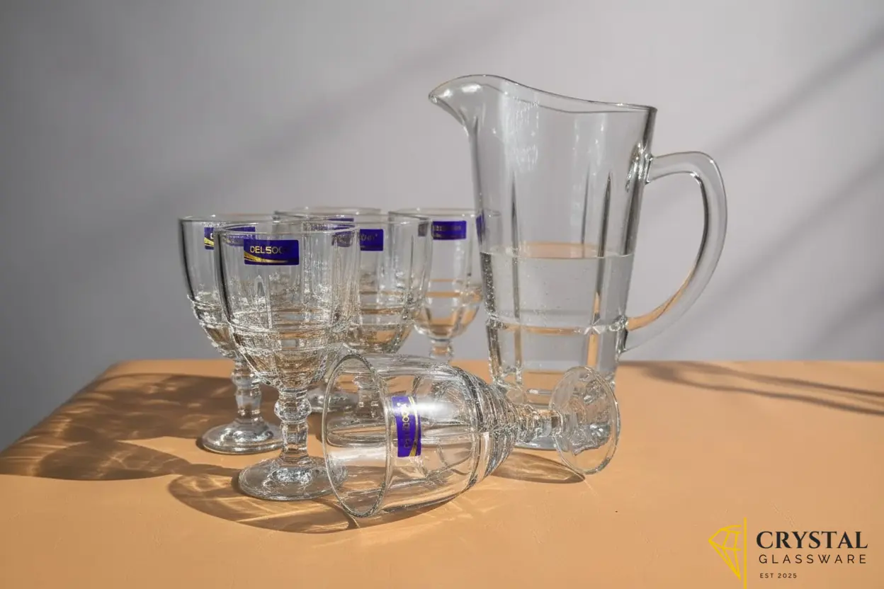 Delisoga Vine Water Set 7-Piece Glass Water and Serving Set 6 Glasses & 1 Jug